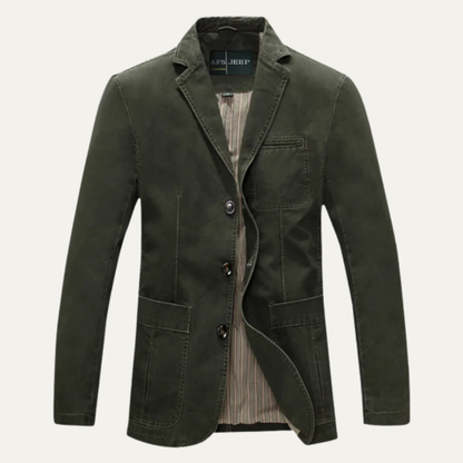 Men's Slim Fit Cotton Blazer Lightweight Navy - Vonnera
