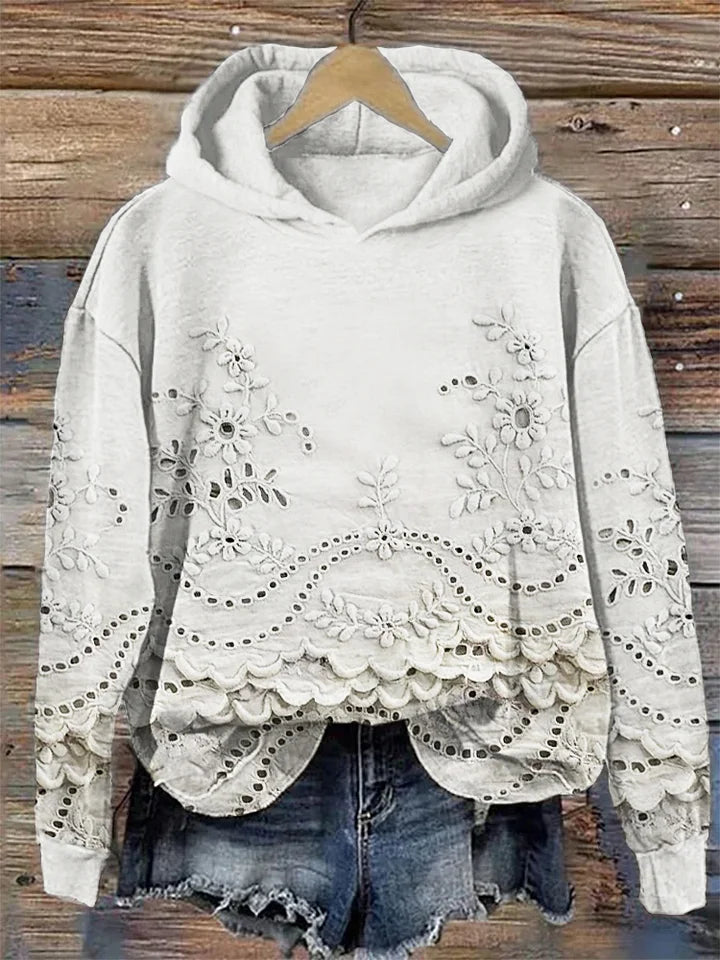 Women's Floral Eyelet Hoodie