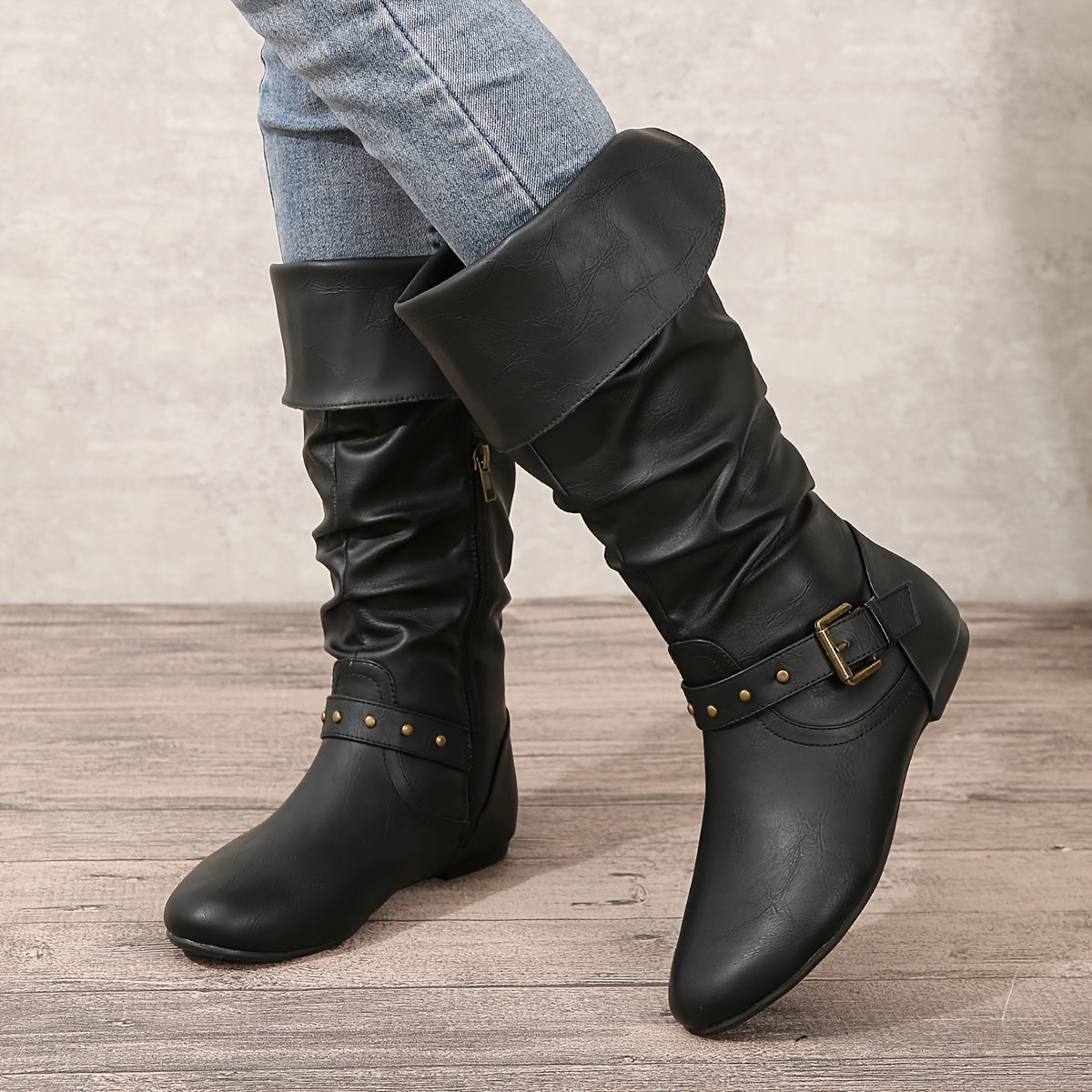 Women's Knee-High Boots Side Zipper