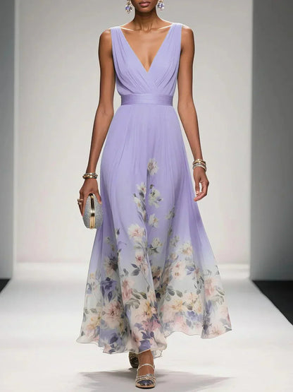Taylor | Women Floral Chiffon Summer Maxi Dress