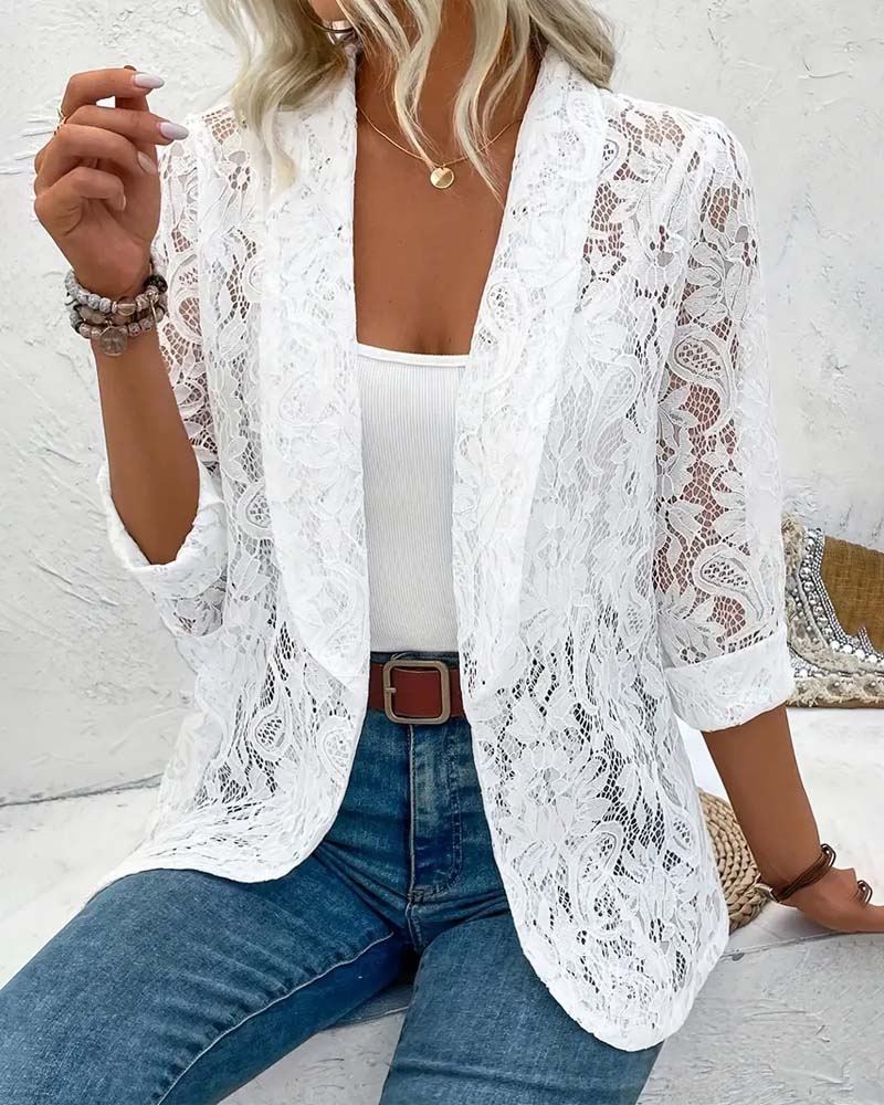 Women's Lace Trim Blazer - Vonnera
