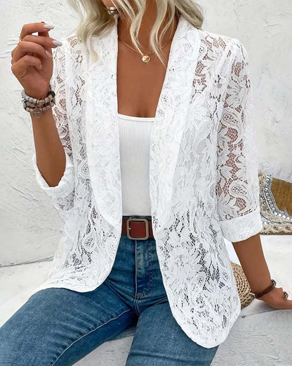 Women's Lace Trim Blazer - Vonnera