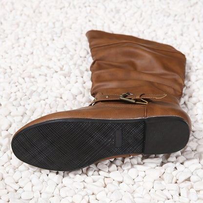 Women's Knee-High Zipper Boots Closed Toe