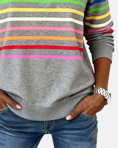 Rainbow Striped Zip Up Sweatshirt