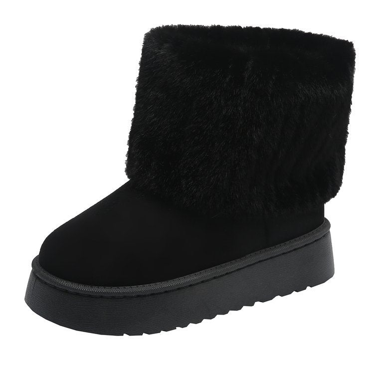 Women's Fur Trim Ankle Boots Platform - Vonnera