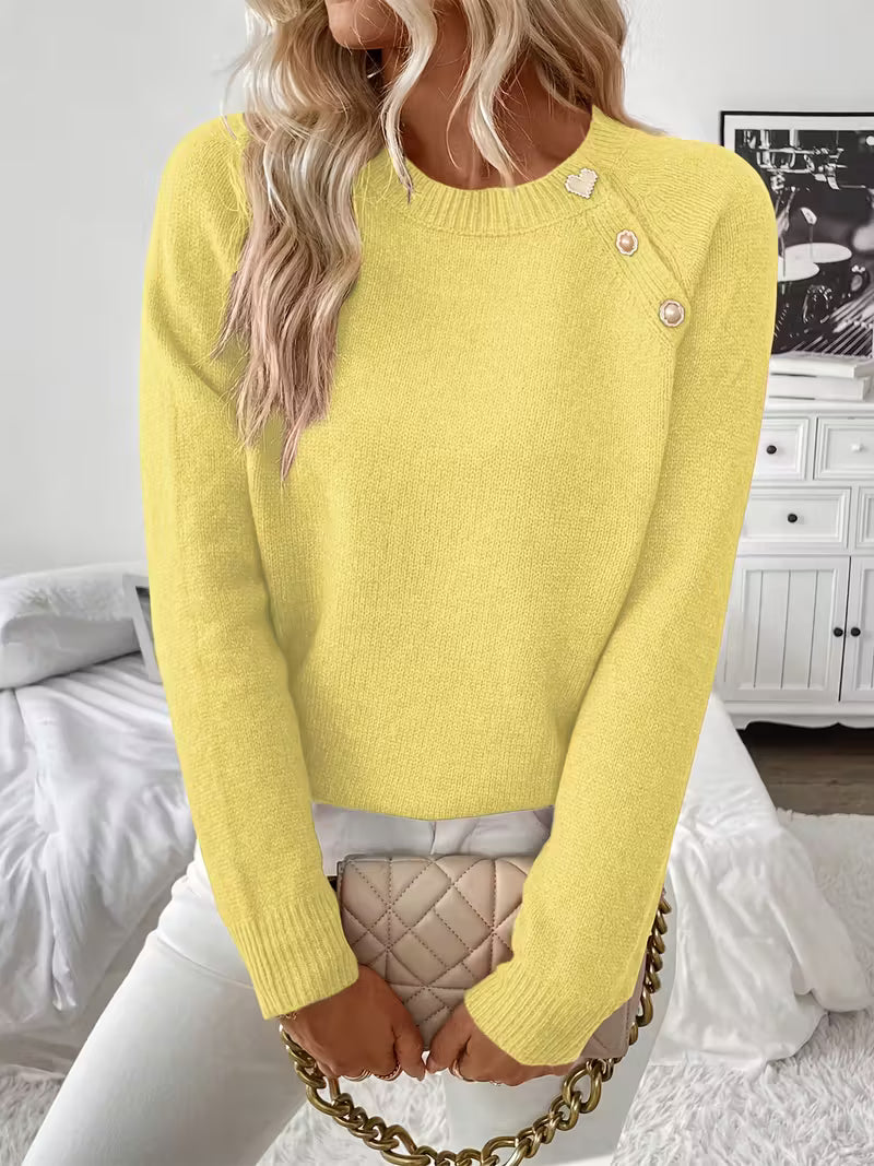 Women's Sweater With Shoulder Button Detail