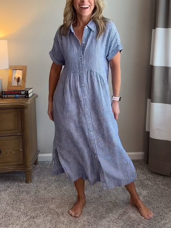 Women's Striped Button Front Dress