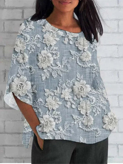 Women's Embroidered Blouse Floral Vintage Style