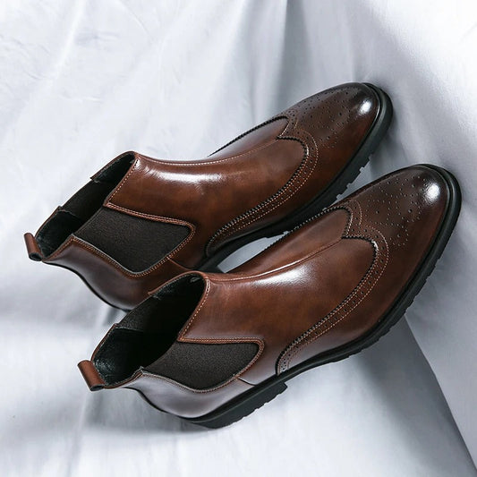 Davenport Men's Faux Leather Chelsea Boots - Vonnera