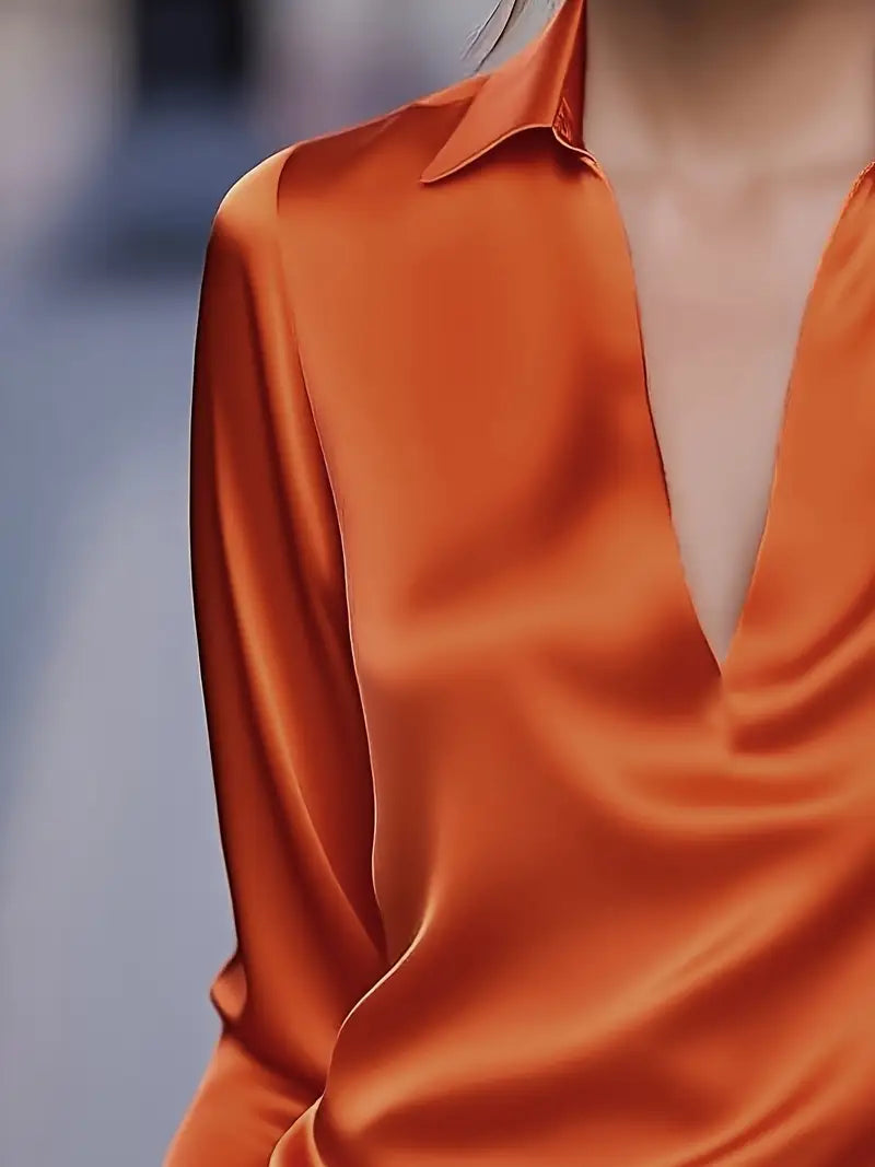 Women's V-Neck Satin Blouse