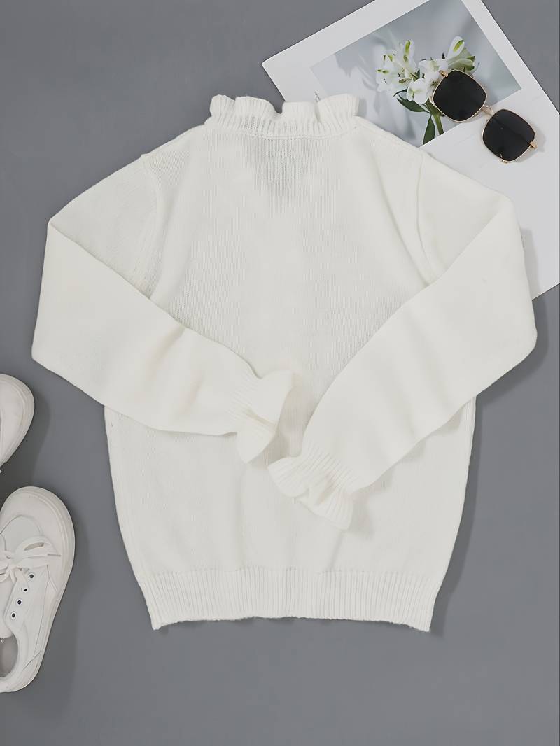 Women's Ruffle Blouse Decorative Buttons