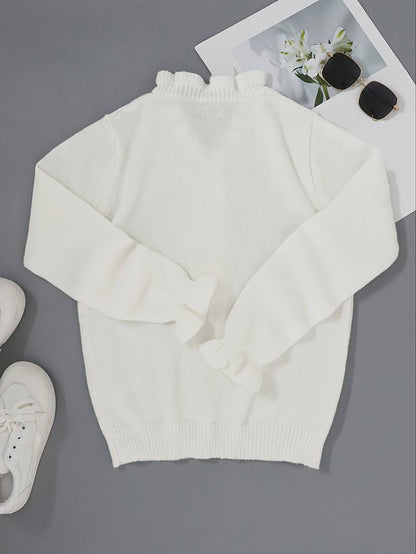 Women's Ruffle Blouse Decorative Buttons