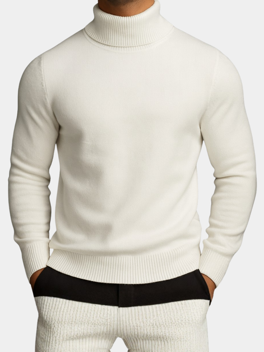 Men's Turtleneck Sweater Ribbed Hem - Vonnera