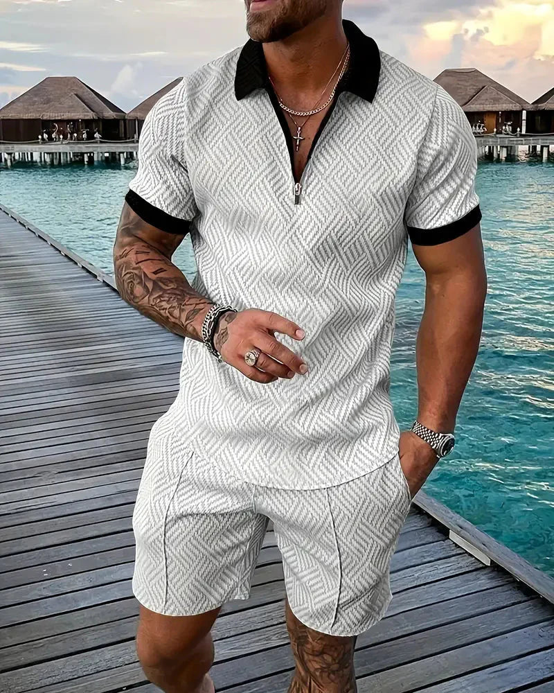 Men's Summer Tracksuit Zipper Collar