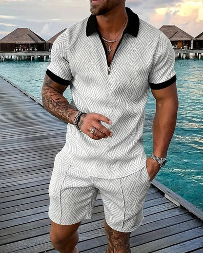 Men's Summer Tracksuit Zipper Collar