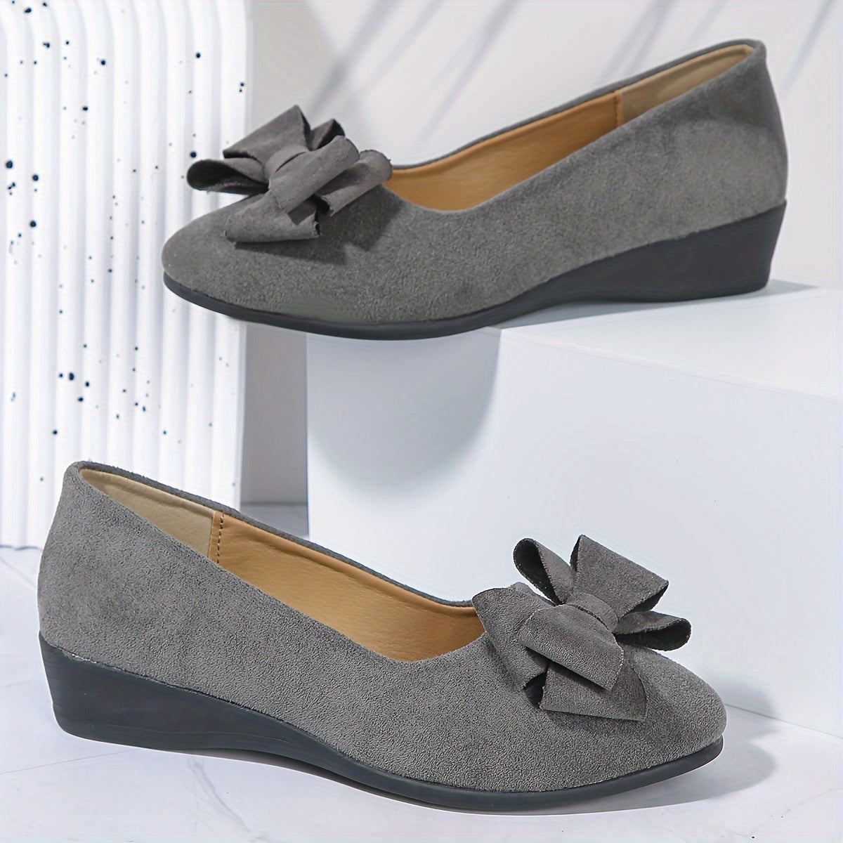 Women's Ballet Flats Slip-On Round Toe Bow Detail