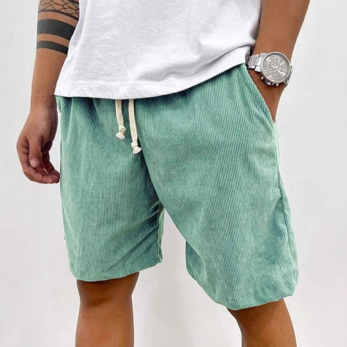 Men's Striped Shorts Drawstring Waist