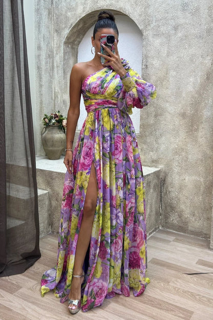 Women's One Shoulder Floral Dress - Vonnera