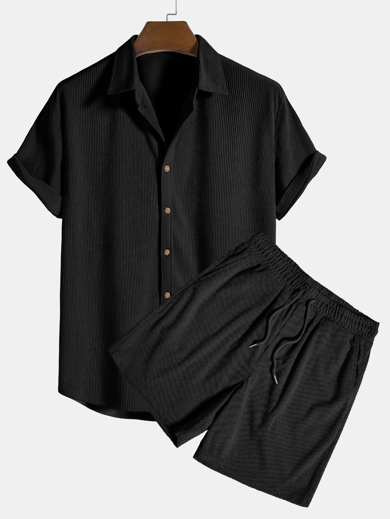 Men's Short Sleeve Shirt And Shorts Set - Vonnera