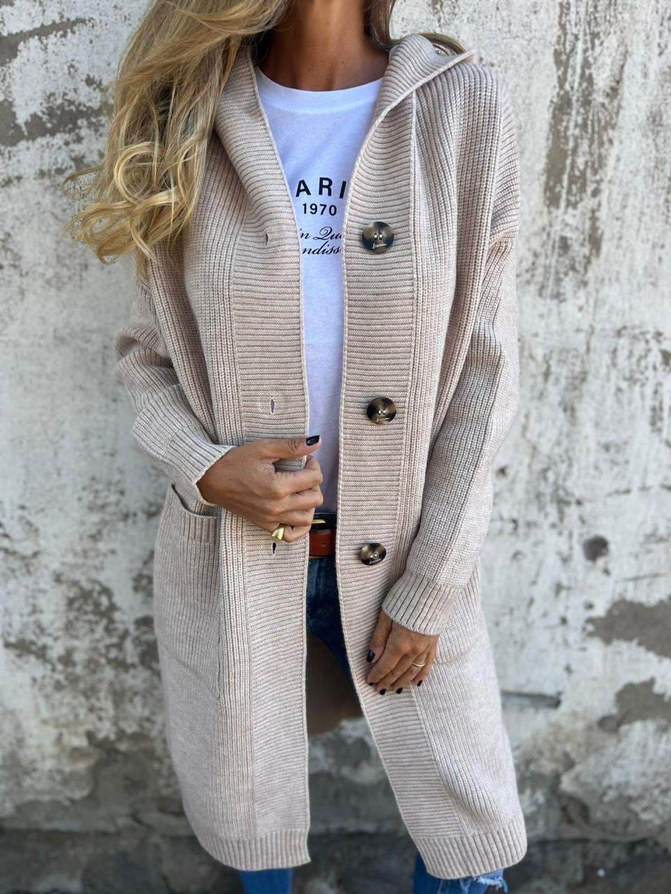 Women's Hooded Cardigan Longline Sweater - Vonnera