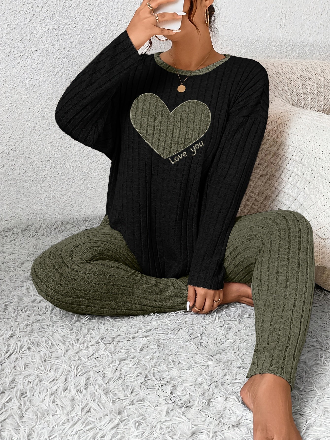Image of Alana | Women's Long Sleeve Ribbed Two-Piece Set