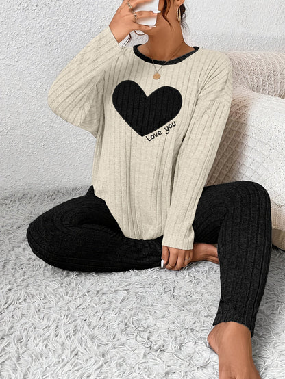 Women's Long Sleeve Ribbed Two Piece Set - Vonnera