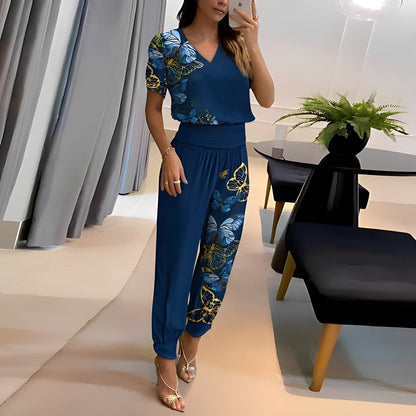 Women's Short Sleeve V-Neck Set
