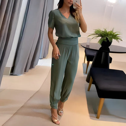 Women's Printed V-Neck Set