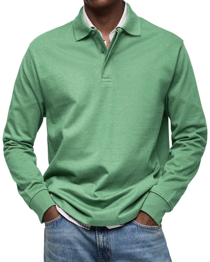 Men's Long Sleeve Polo Shirt Classic Collar