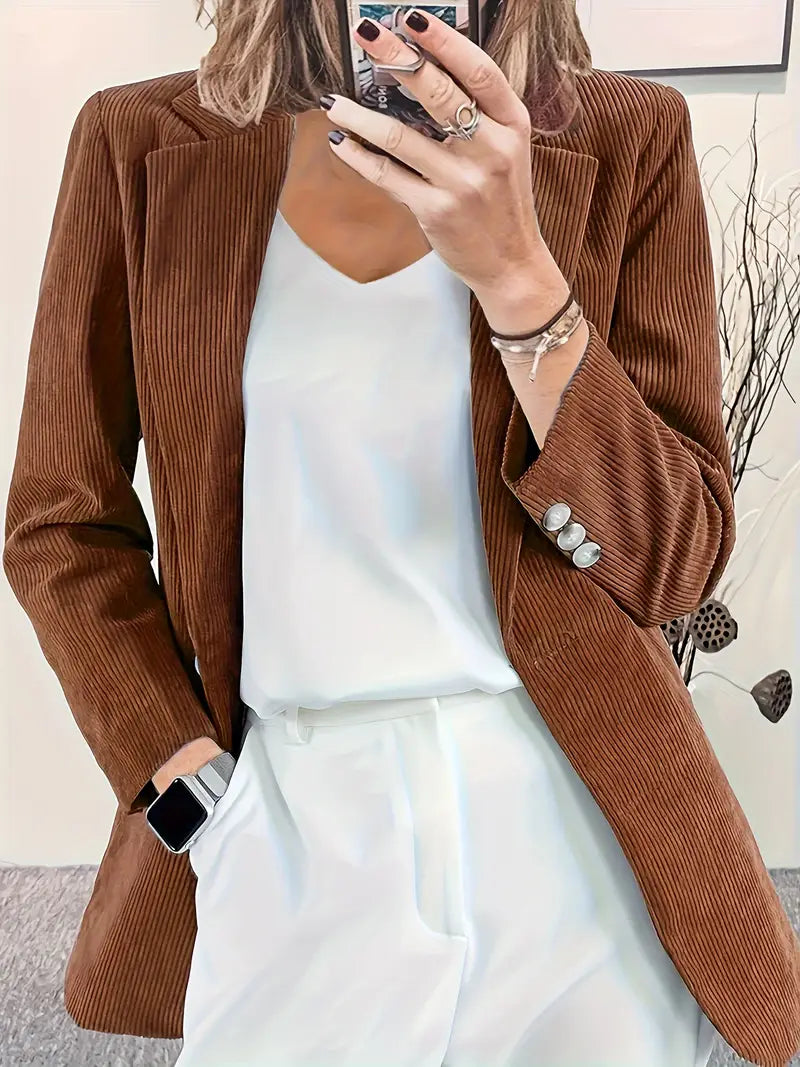 Women's Corduroy Blazer Single-Breasted - Vonnera
