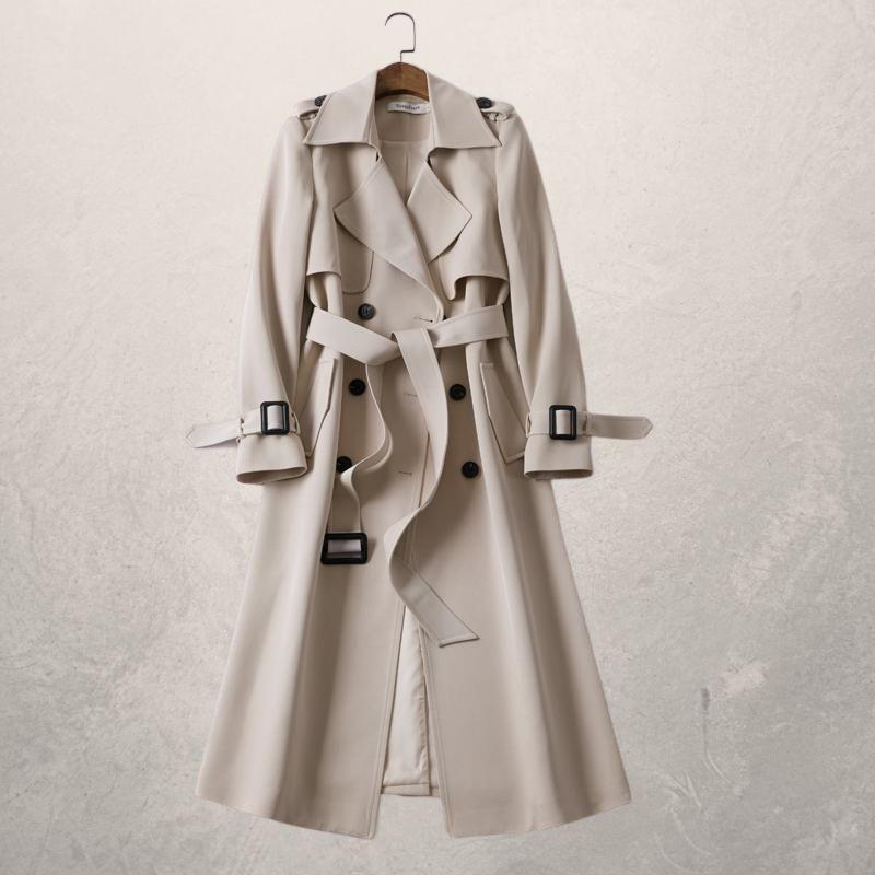 Women's Double Breasted Long Trench Coat - Vonnera