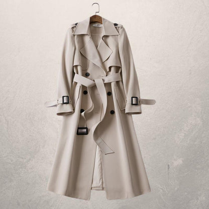 Women's Double Breasted Long Trench Coat - Vonnera