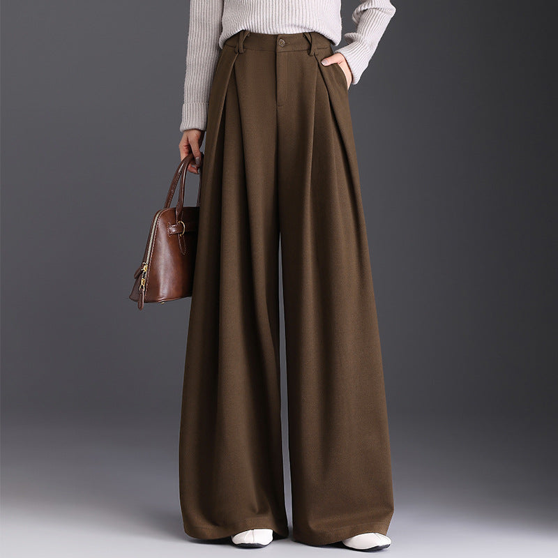 Women's High-Waisted Wide Leg Pleated Pants - VibreMode