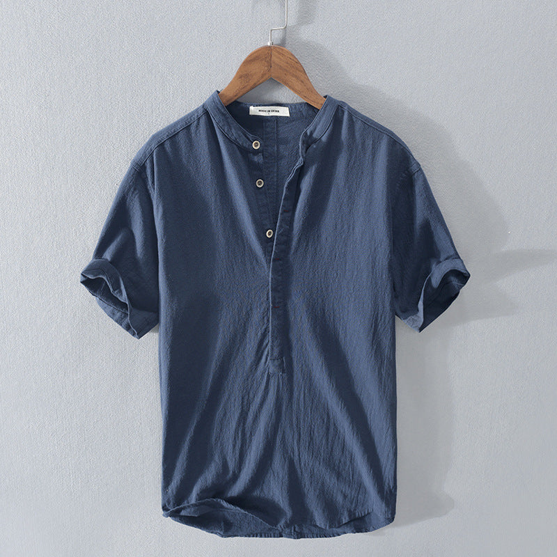 Men's Button-Down Shirt Band Collar Cotton - Vonnera