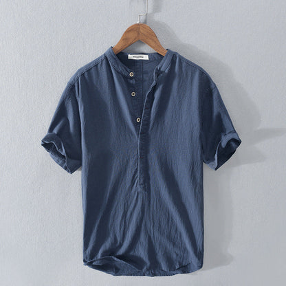 Men's Button-Down Shirt Band Collar Cotton - Vonnera