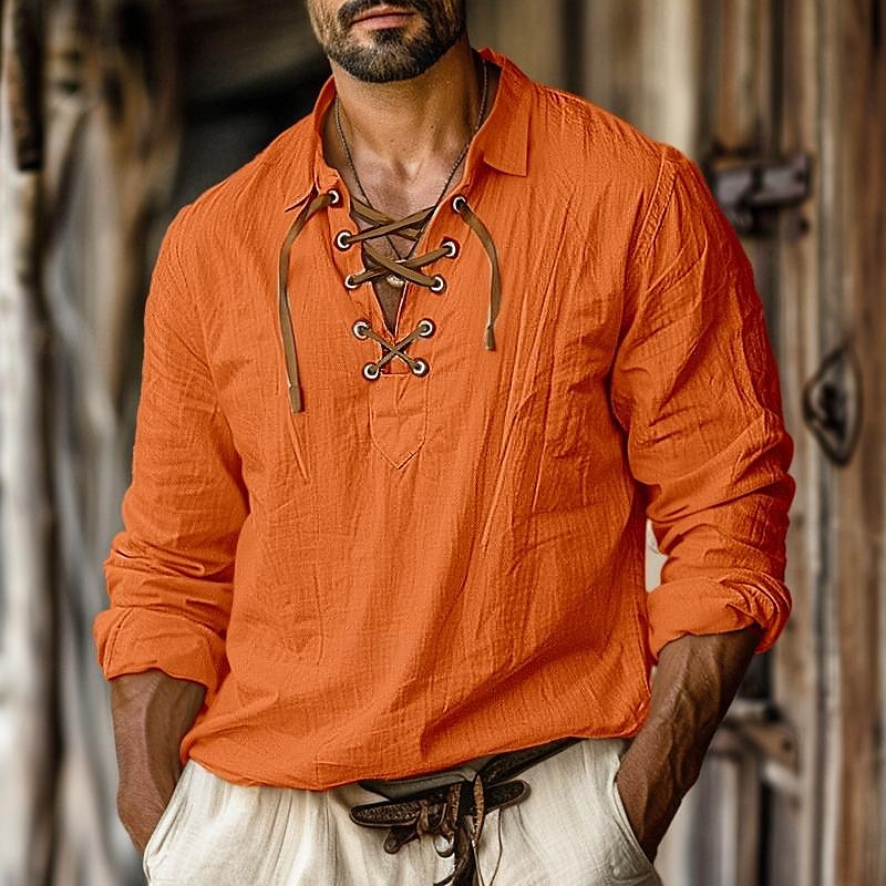 Men's Long Sleeve Lace-Up Shirt - Vonnera