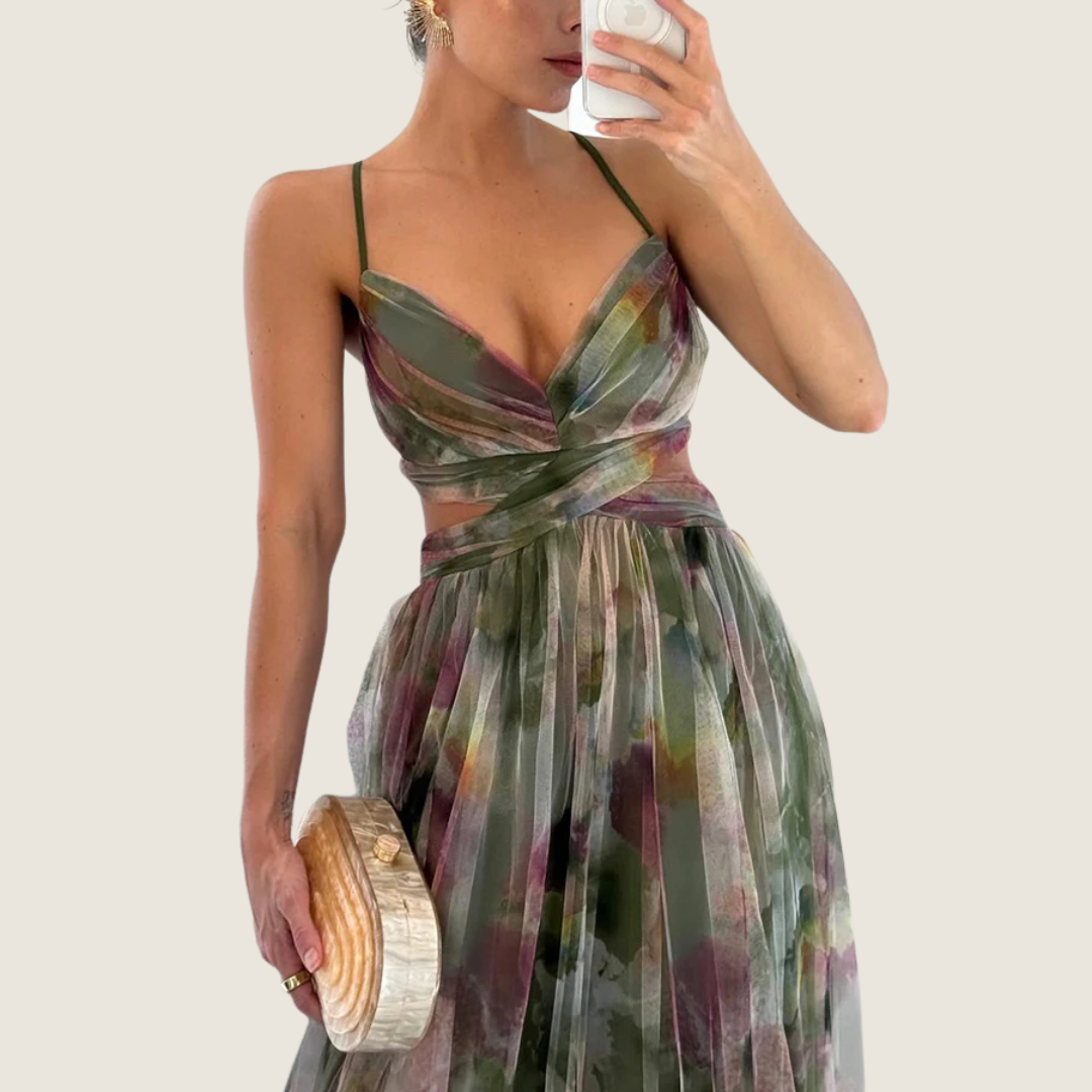 Image of Angie | Women's V-Neck Spaghetti Strap Maxi Dress