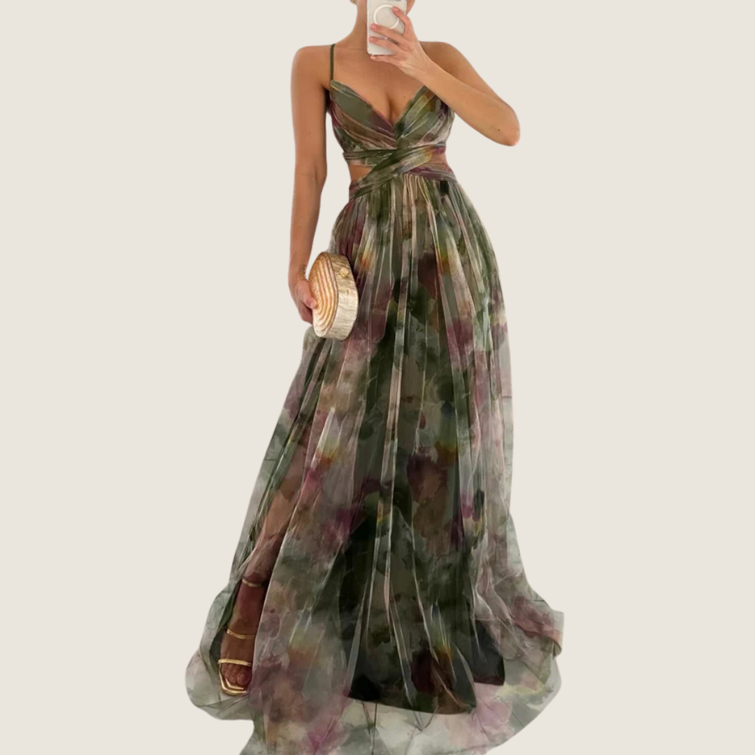 Image of Angie | Women's V-Neck Spaghetti Strap Maxi Dress