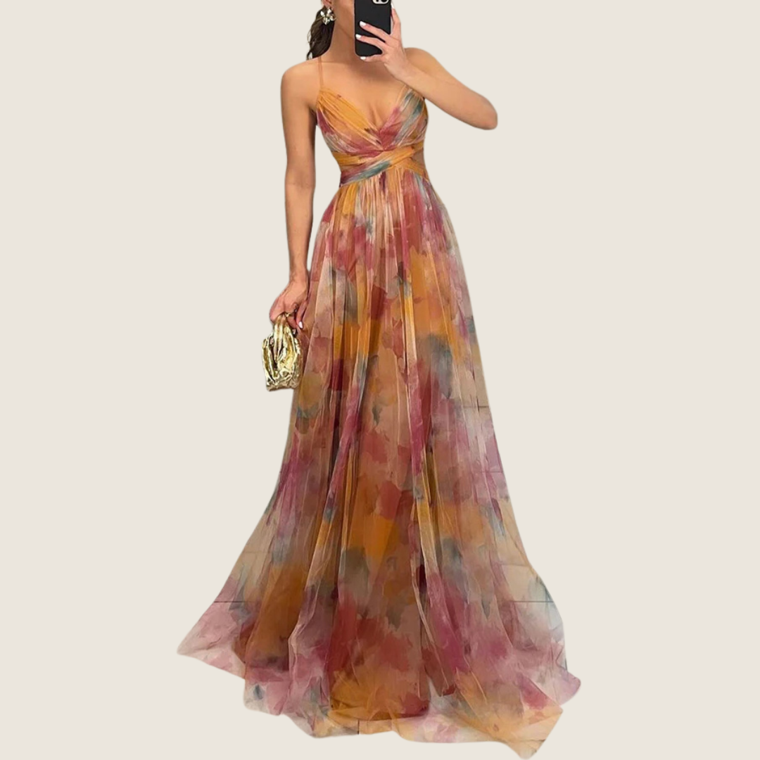 Women's V-Neck Maxi Dress Spaghetti Strap - VibreMode