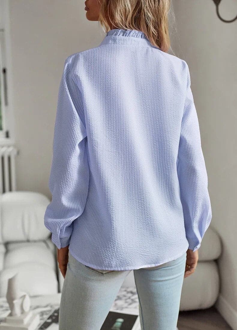 Image of Ann | Women's Ruffle Long Sleeve Button Down Blouse