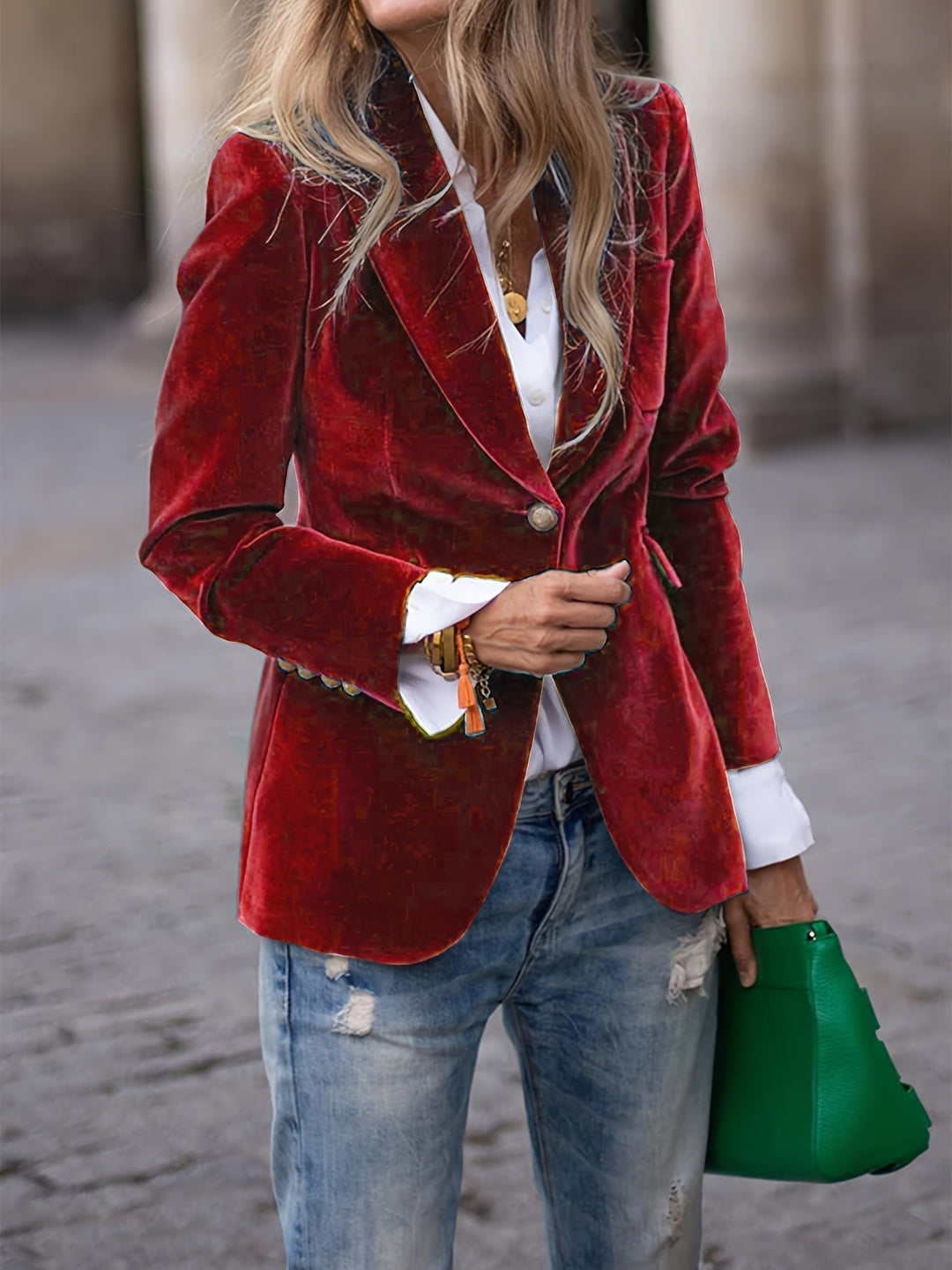 Women's Single Breasted Wool Blazer - VibreMode