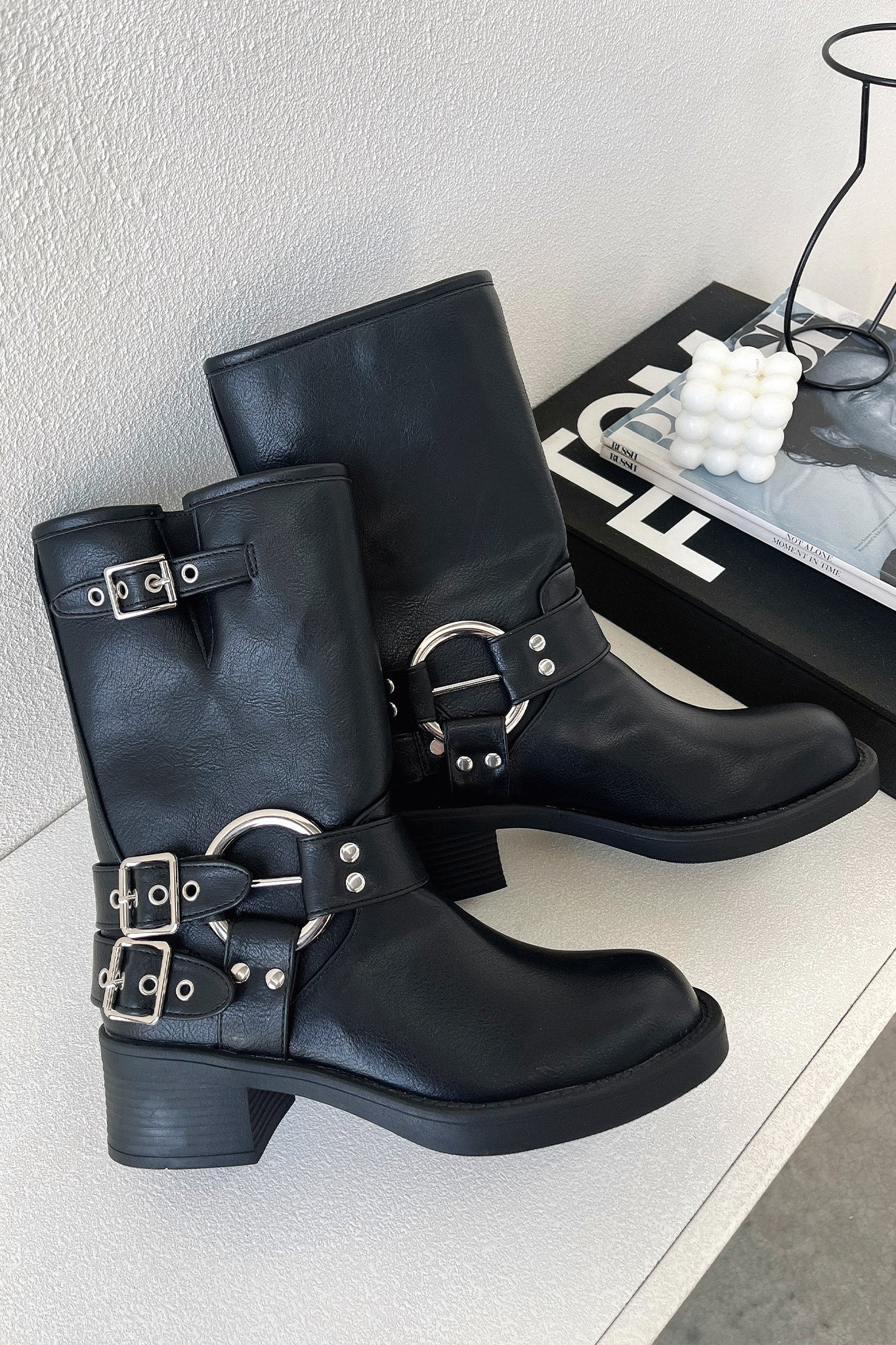 Women's Ankle Boots Block Heel Buckle Strap - Vonnera