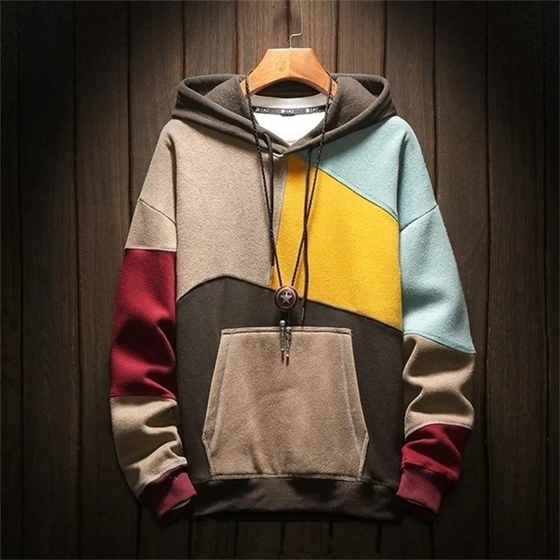 Men's Colorblock Hoodie Kangaroo Pocket Casual - Vonnera