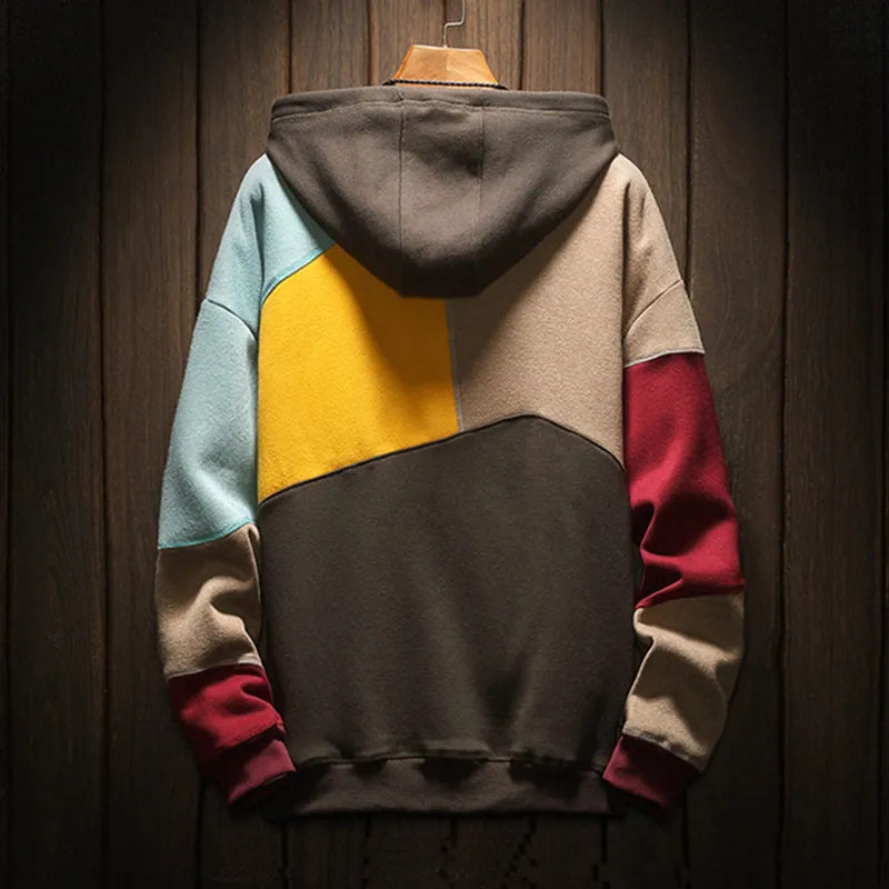Men's Colorblock Hoodie Kangaroo Pocket Casual