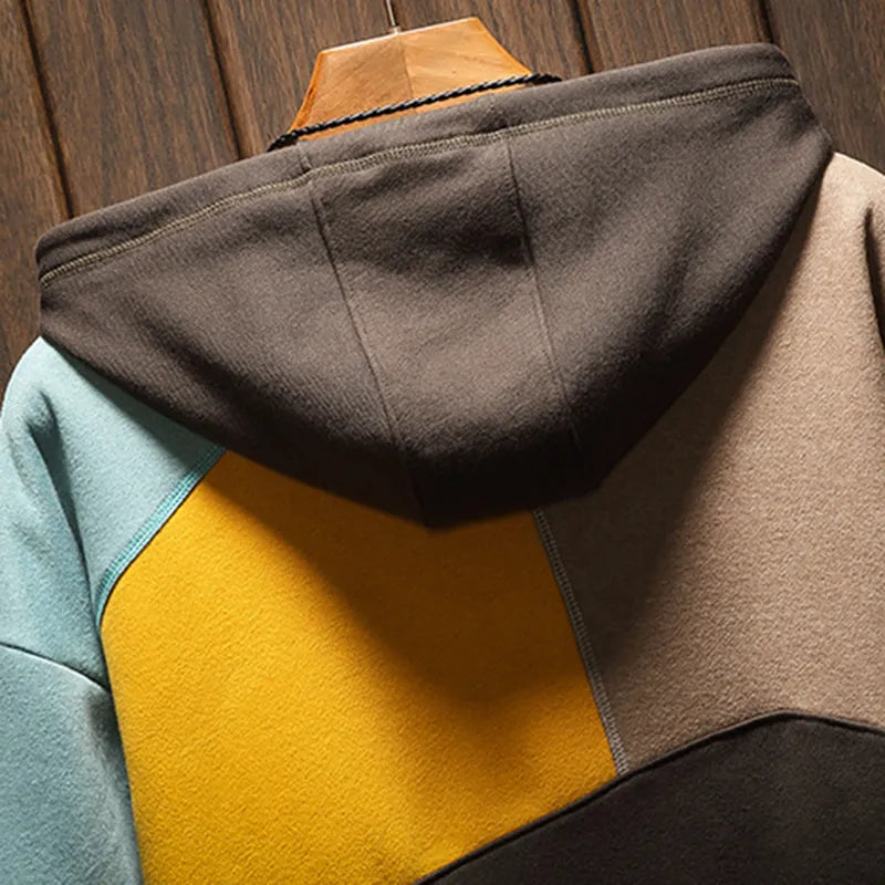 Men's Colorblock Hoodie Kangaroo Pocket Casual