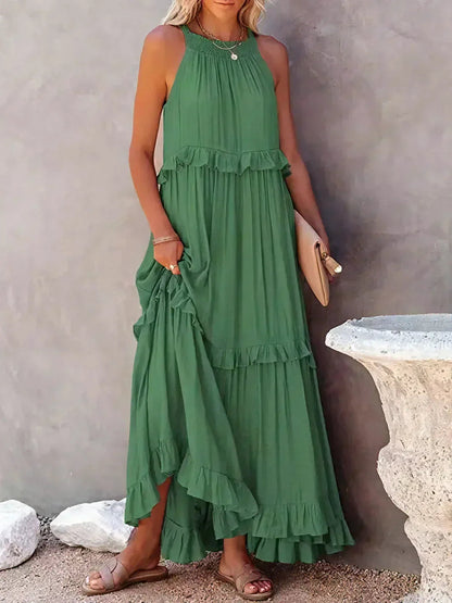 Image of Ariel | Women's Sleeveless Tiered Maxi Dress