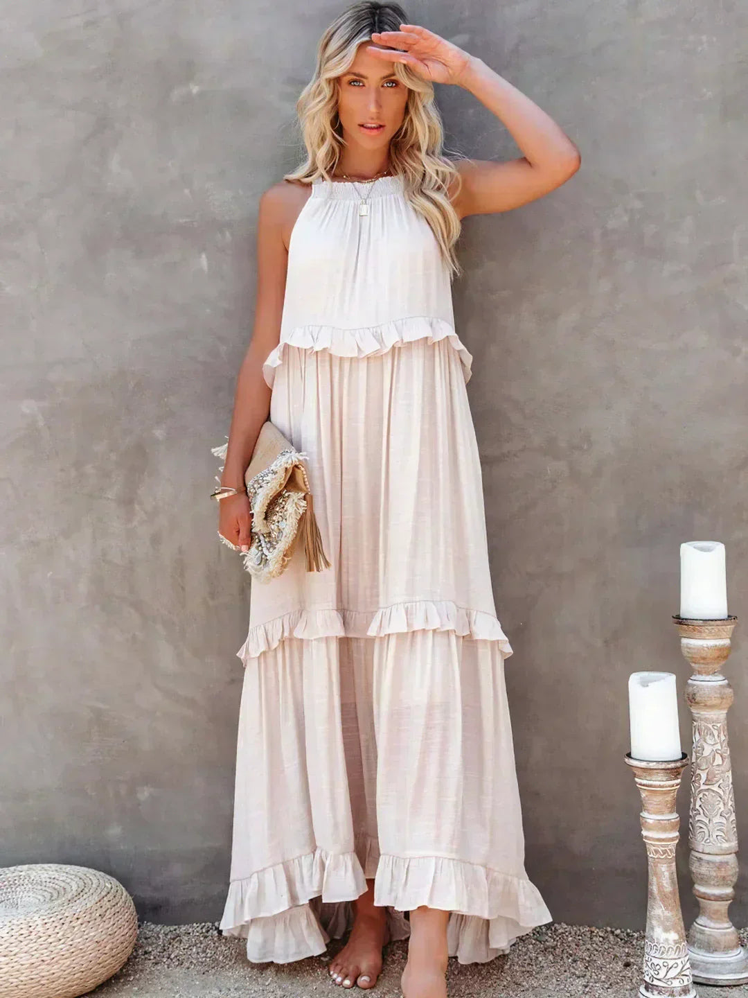Women's Sleeveless Maxi Dress Tiered - Vonnera