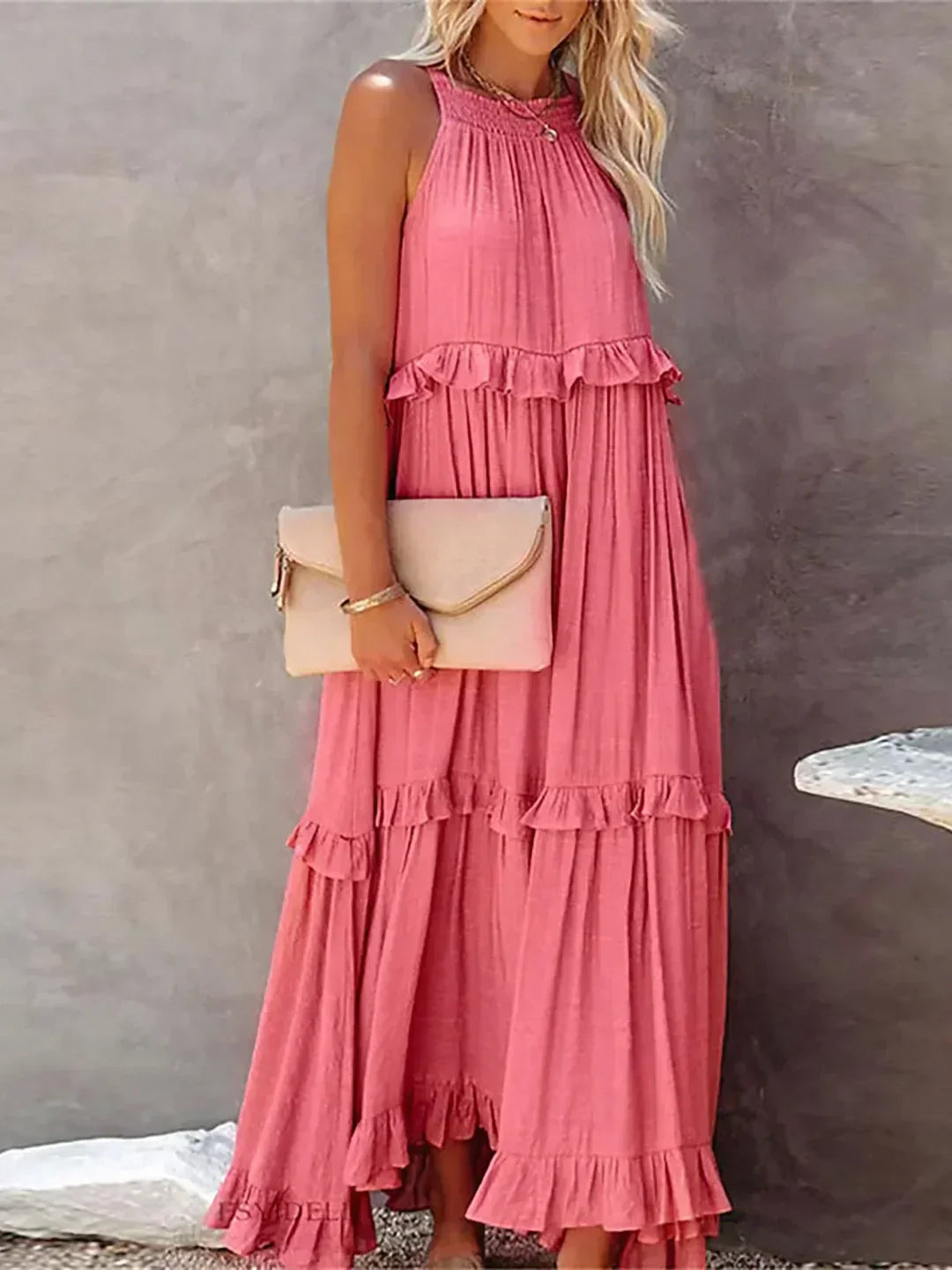Image of Ariel | Women's Sleeveless Tiered Maxi Dress