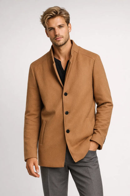 Men's Single Breasted Wool Coat - Vonnera