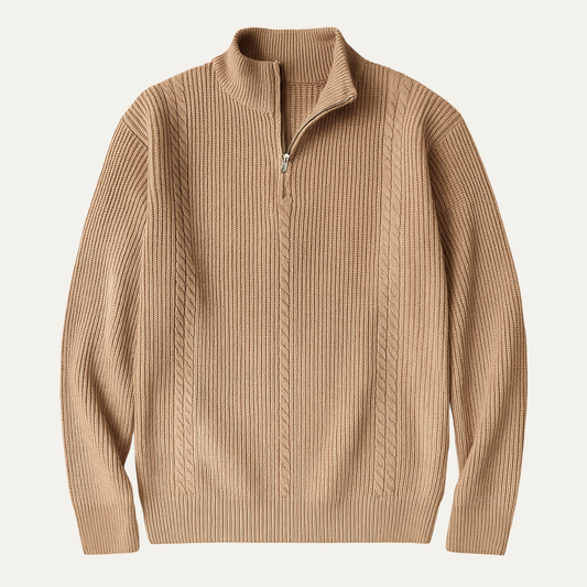 Men's Half Zip Knit Sweater Ashbury Stand Collar - Vonnera